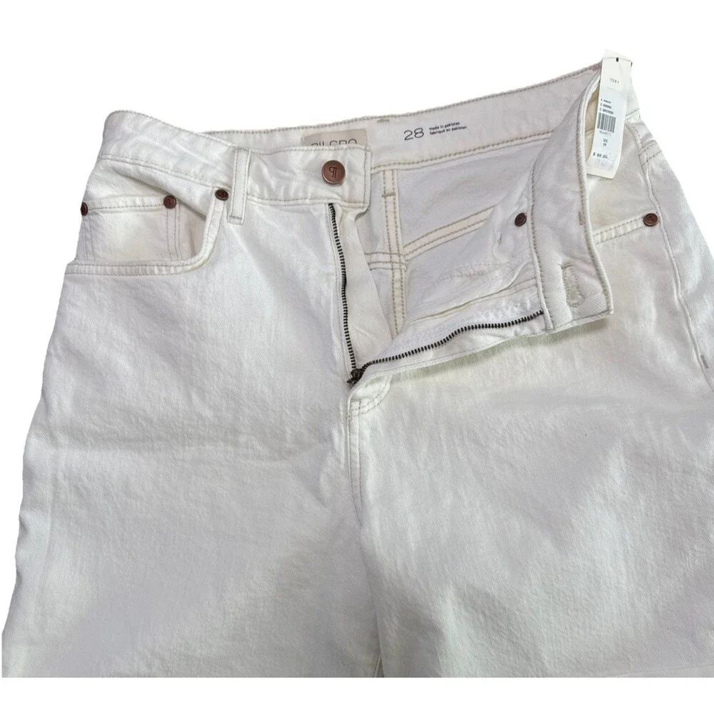 Anthropologie Pilcro The Austyn High Rise Cuffed Jean Shorts Ivory Size 28 NWT - Picture 6 of 11